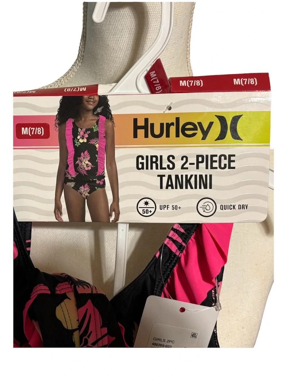 Hurley Girls 2-Piece Ruffle Tankini Swim Set Floral Print Size M(7-8) NWT